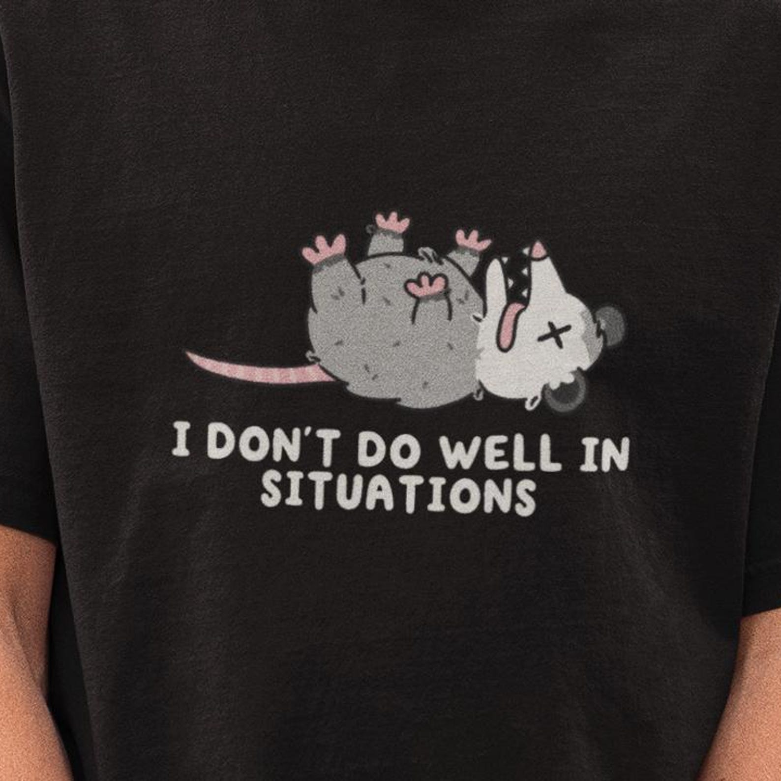 Funny Possum Shirt, Play Dead Opossum Tee, Social Anxiety Shirt, Introvert Funny Shirt, Cute Kawaii Possum Gift for Her 4XL