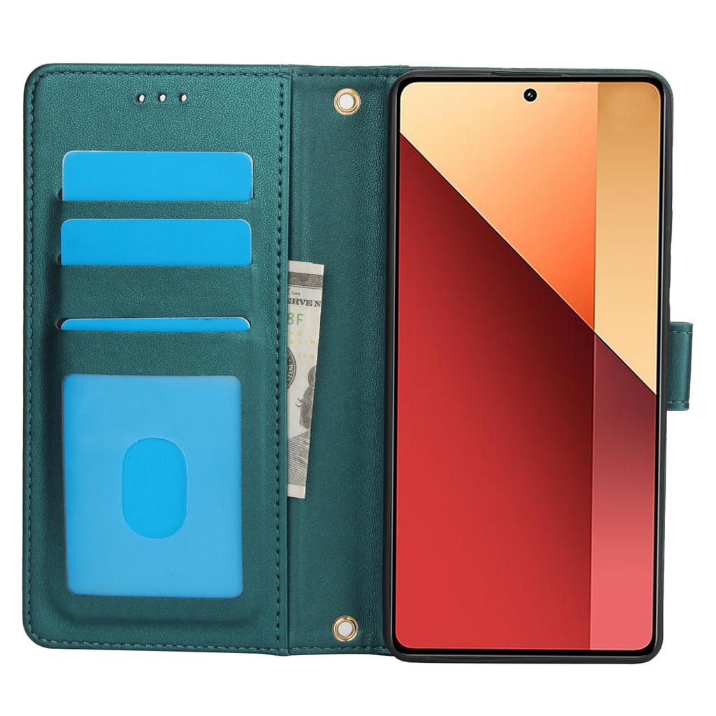 SY-003 For Xiaomi Redmi Note 13 Pro+ 5G Case PU Leather Stand View Phone Wallet Cover with Hand Strap