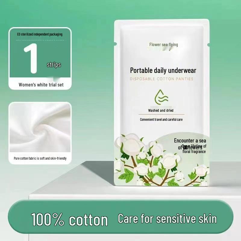 

Cotton Disposable Underwear for Women - Travel, Postpartum, Daily Use, Beauty Salon, Pregnancy - Individually Packaged, Wash-Free. XXL Pure Cotton (130-150 lbs)
