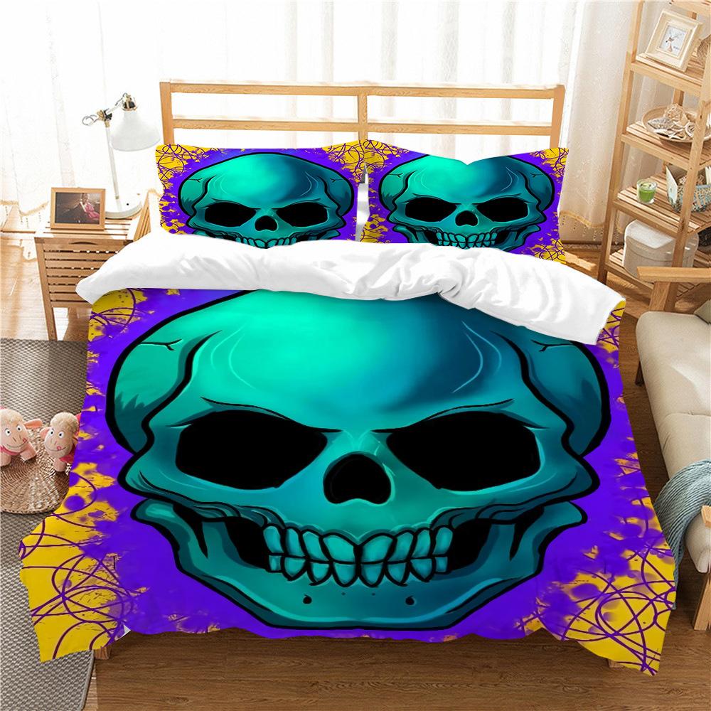 

Quilt Cover Pillowcase Two Or Three-Piece Set Skull Series 3D Digital Printing Polyester EU single 135*200