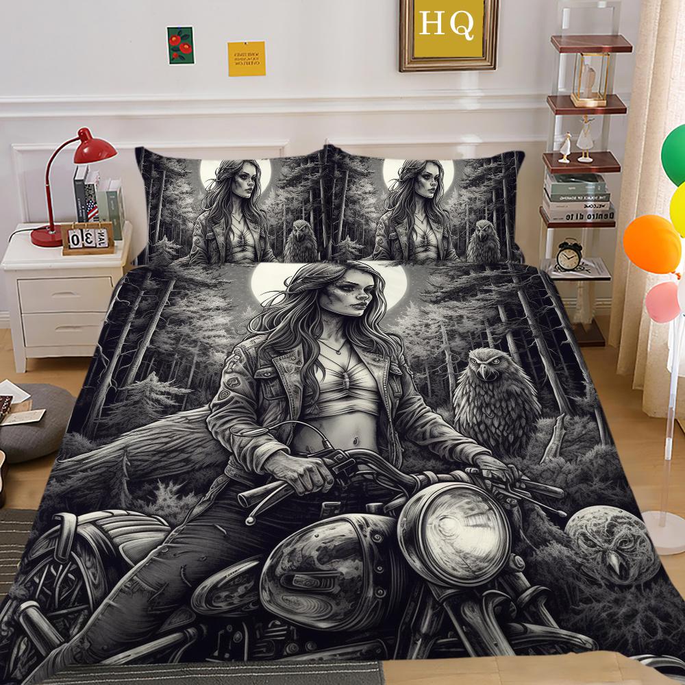 Beauty Skull Printed Comforter Cover Set Twin Size Polyester Bedspreads Man Fashion Design Duvet Cover Set