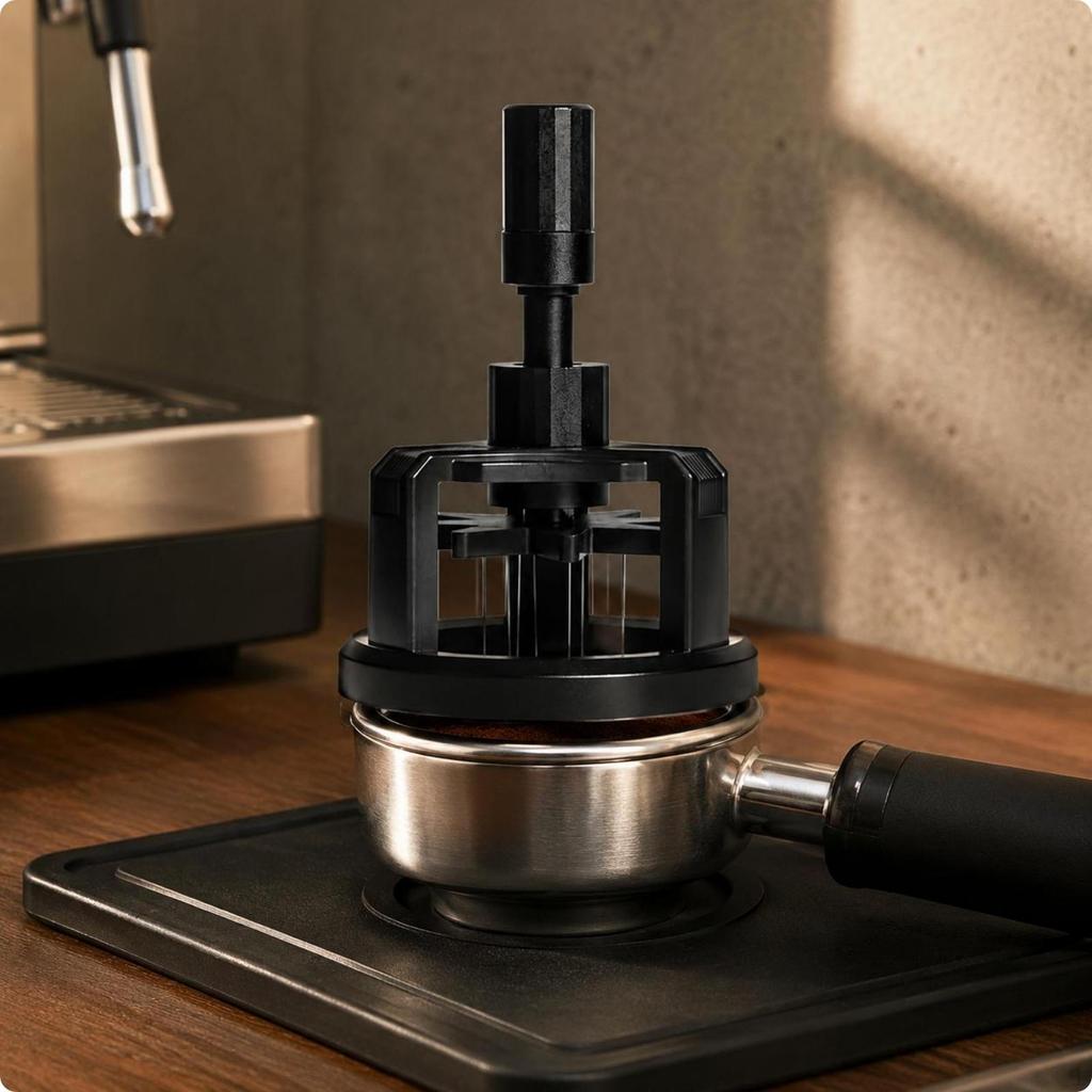 Espresso Distribution Tool Matte Black Prong Adjustable Rotary Coffee