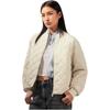 Calvin Klein Classic Letter Square Logo Baseball Collar Diamond Quilted Jacket Women outerwear Milk-White J224701