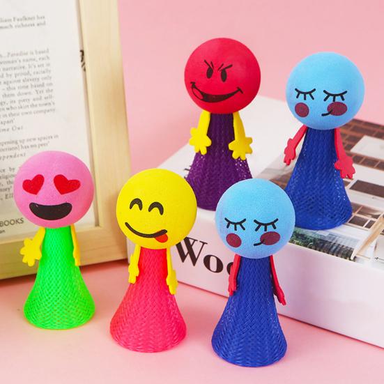 10Pcs Spring Jumping Man Toy Press Kids Bouncing Cartoon Expression Ball