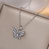 Butterfly Necklace with Color-Retaining Zircon - Fashionable, Versatile Women's Jewelry Accessory.