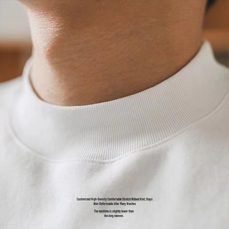 400g Heavyweight Pure Cotton Unisex Short Sleeve T-shirt - Thick, Opaque, American Style, Loose Fit, Small Collar, Plus Size.