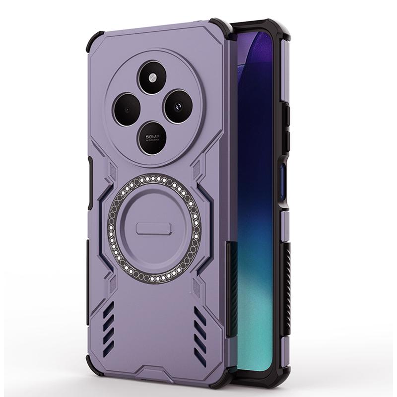 KEYSION Hollow Heat Dissipation Case for Redmi 14C Soft Silicone+PC Magnetic Cooling Shockproof Phone Cover for Xiaomi POCO C75