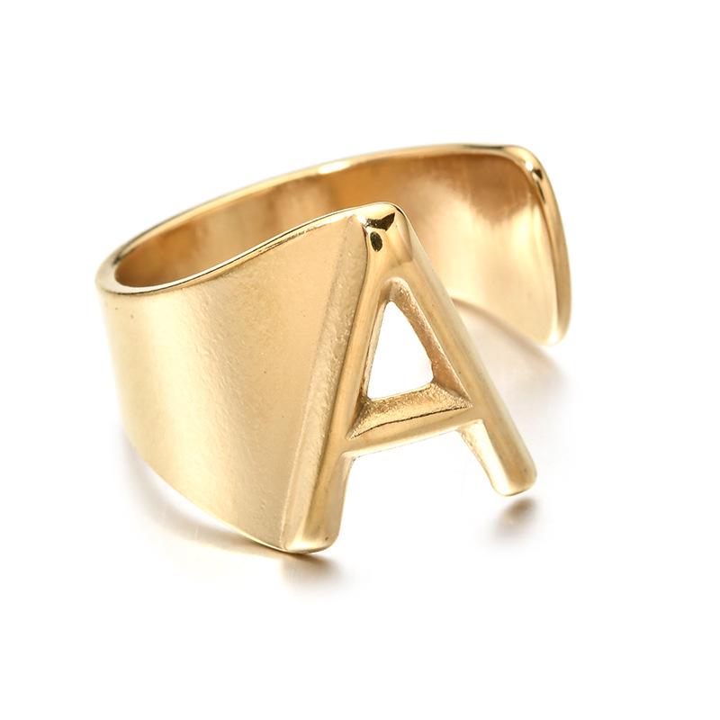 Stainless Steel Retro Letter Ring: European, American, Japanese & Korean Influenced Fashion
