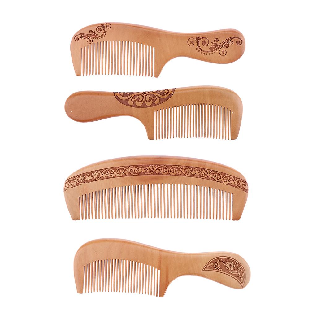 Handmade Mahogany Comb Anti Static Wooden Hair Brush Fine Tooth for Family and Travel