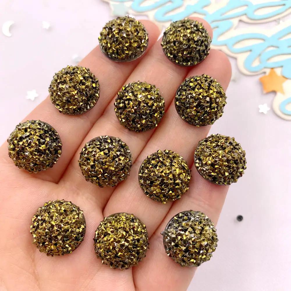10PCS 1.5cm Special Colors Convex Round Half Bead Flat Back Rhinestone Applique DIY Wedding Scrapbook Jewelry Accessories