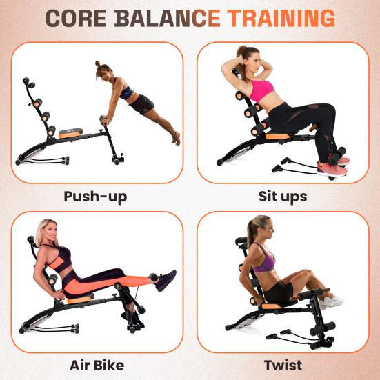 Ab Machine, Ab Workout Bench for Home Gym, Multi-Functional Adjustable Ab Crunch Machine, Ab Exercise Equipment for Total Body Workout