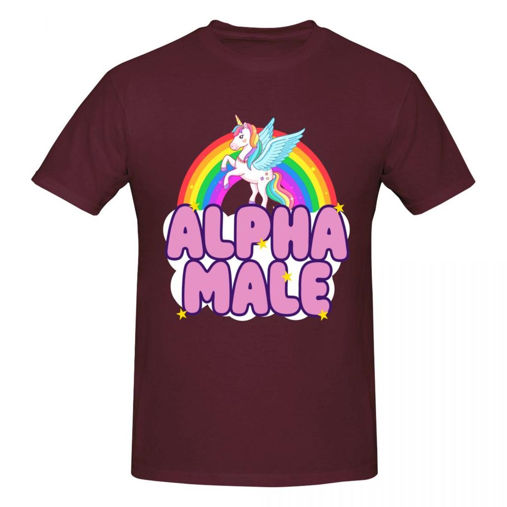 Unisex Alpha-Mann Niedliches T-Shirt Vintage Oversized Rundhals Baumwolle Benutzerdefinierte Ärmel Shirt Unisex