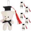 YARNOW [Set of 6] Graduation Gift Bear Plush Keychain Mini Bear 13cm Flower Bouquet Party Decoration Gift Graduation Ceremony Kindergarten Graduation