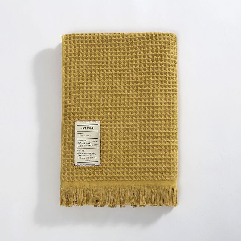 

Хлопковое банное полотенце Вафельное утолщенное впитывающее хлопковое банное полотенце для взрослых 90*180cm атласный блеск золотой