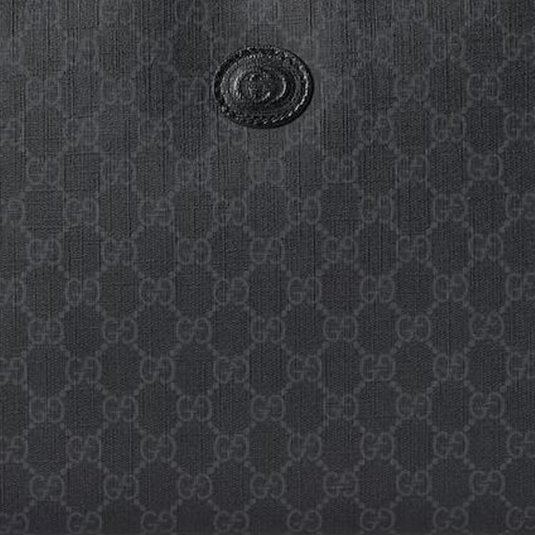 Gucci Interlocking G Detail Canvas And Leather Clutch Bag Unisex Handbags Black 792117-92TCF-1000