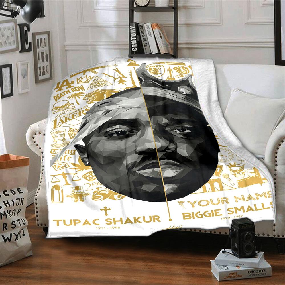 2pac Customize Your Name Blanket Lightweight Customizable Blanket Comfortable Perfect for Nap Seaside Office Living Room Four Seasons Multipurpose