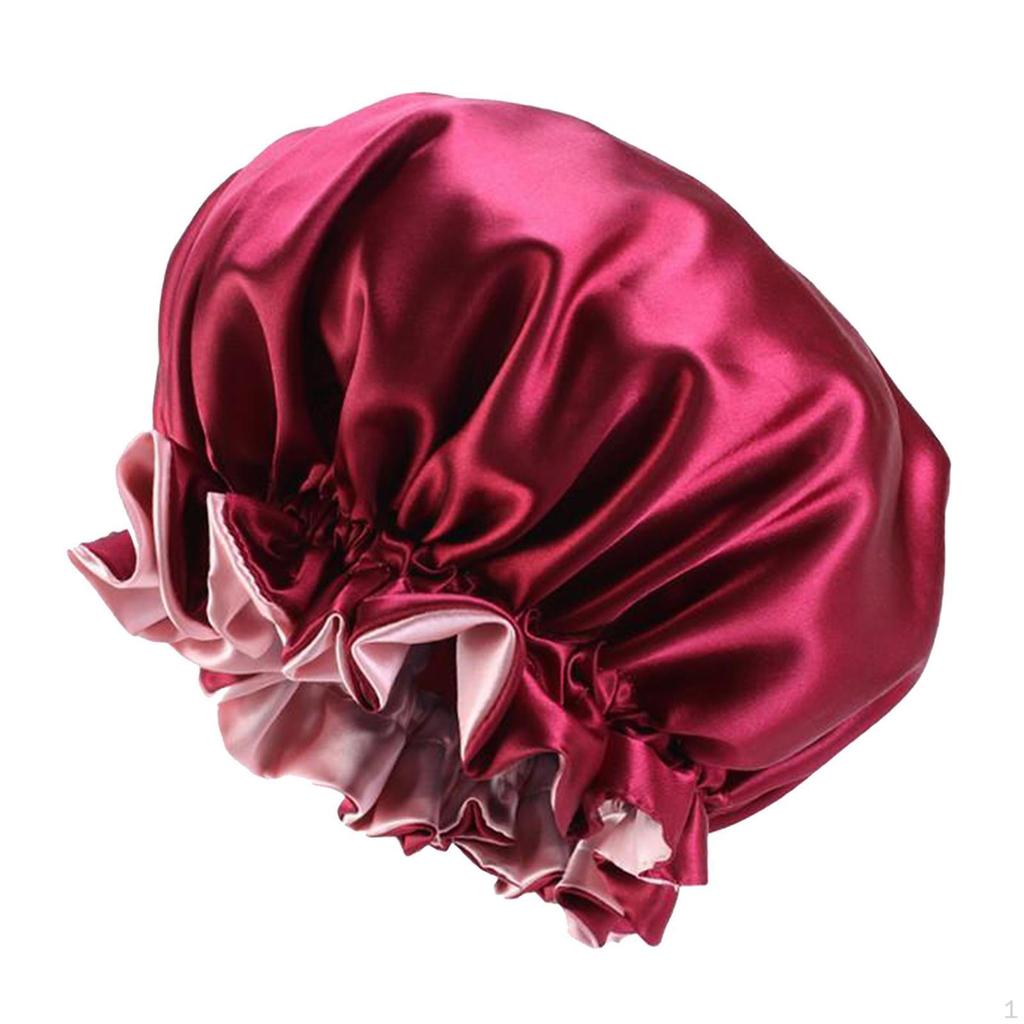 Double Layer Satin Sleep Bonnet Cap Extra Large Hair Night Hat for Women Girls