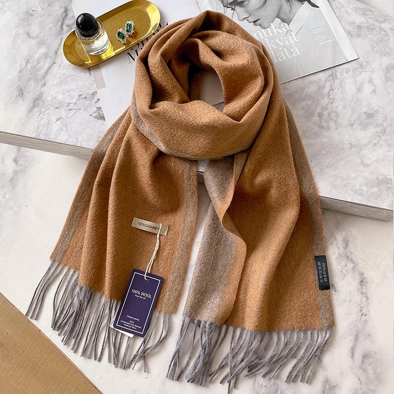 Color solid color matching scarf women's winter new high-end cashmere mother scarf gift