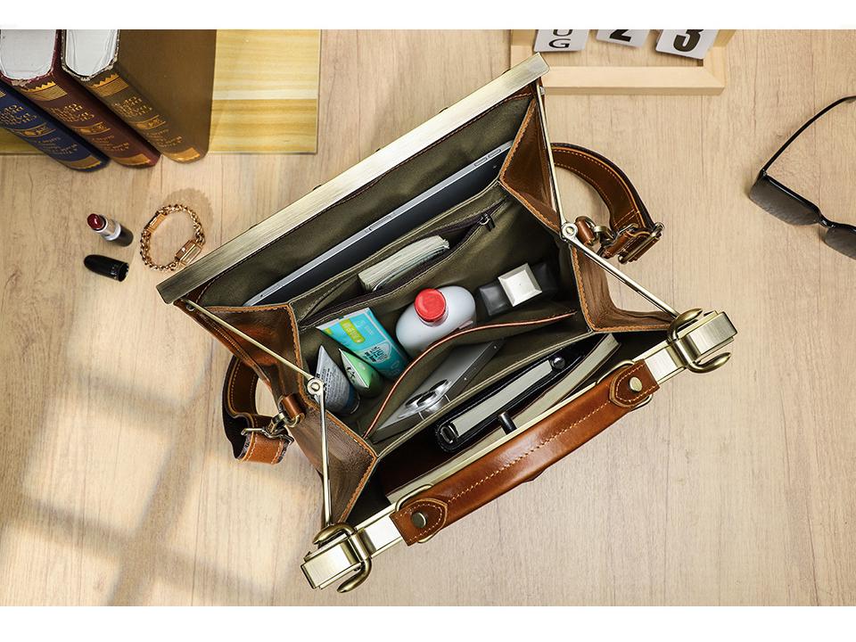 Women's Genuine Cowhide Leather Handbag - Handmade Shoulder & Crossbody Bag with Metal Buckle
