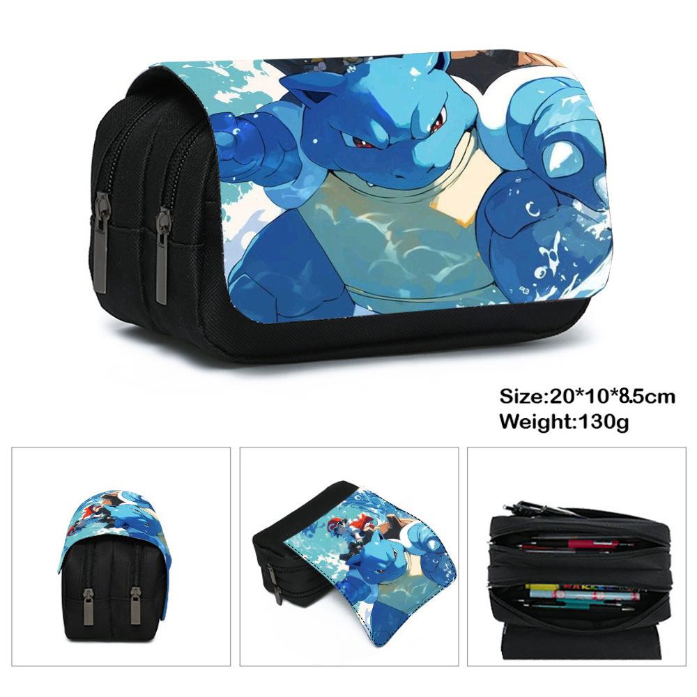 Pokémon Double Pencil Case Student Large Capacity Stationery Storage Bag Double layer pencil case