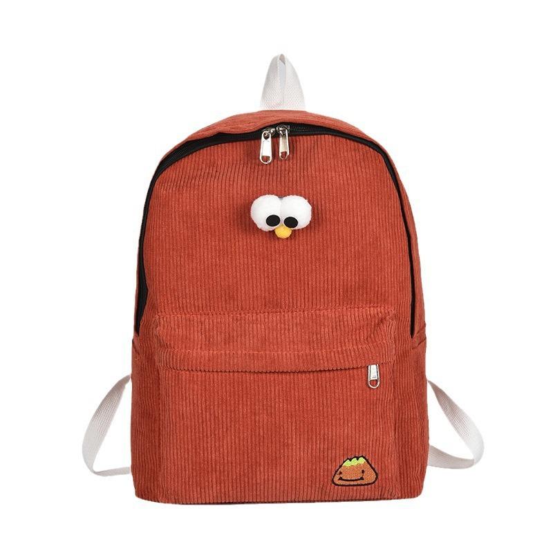 Schoolbag simple and lightweight girls backpack cute primary school bag large capacity corduroy casual backpack