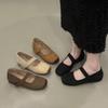 Square head retro ballet shoes female outer wear fairy style flat shoes 2025 new one-pedal Mary Jane shoes