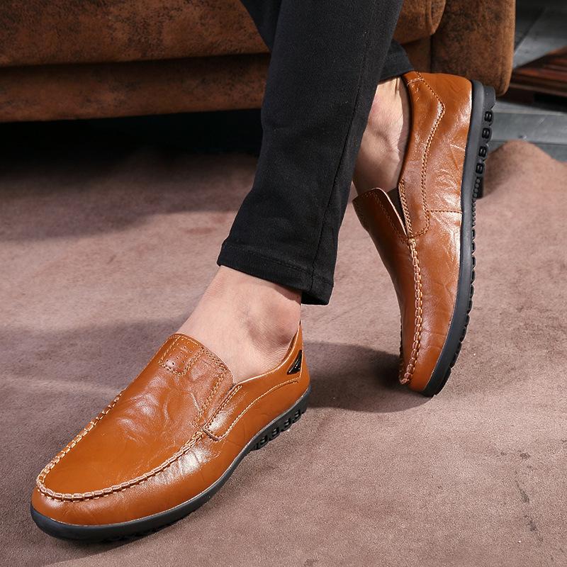 Men's Spring 2024 Leather Slip-On Loafers: Business Casual, Soft Sole, Toad Style