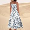 Women's Fashion Casual Floral Print Sleeveless Pocket Long Beach Dress