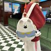 Mochila Escolar Leve de Nylon com Design de Cachorro Cartoon Fofo e Pingente de Pelúcia