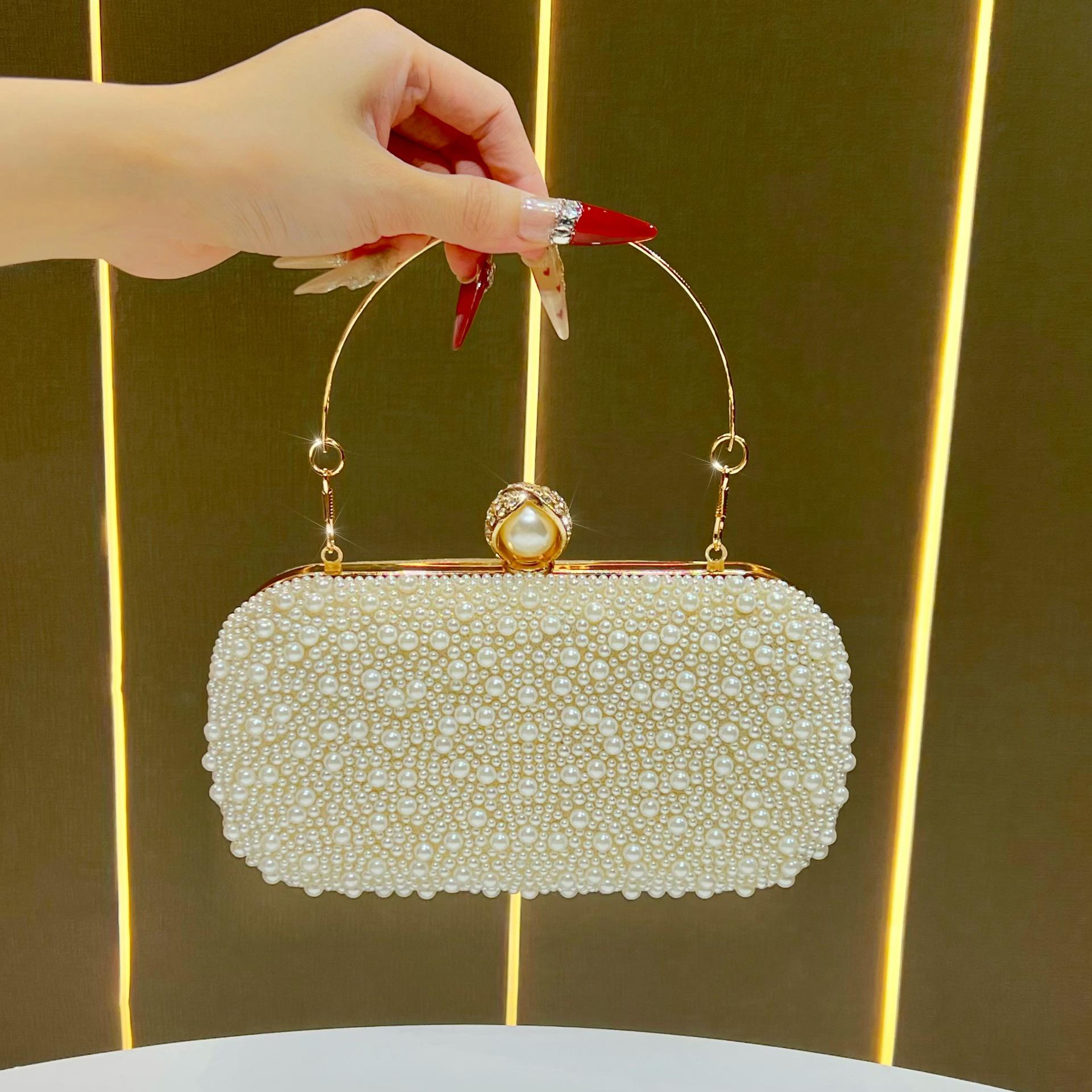 

Elegant Pearl Evening Clutch Women s Luxury Chain Crossbody Handbag слоновая кость