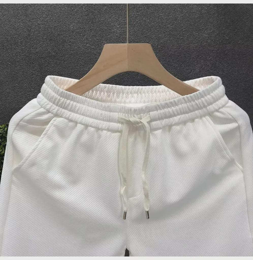 Pantaloni scurți casual de vară albi, la modă, pentru bărbați, cu imprimeu - Îmbrăcăminte sport versatilă