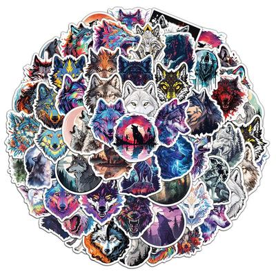 50 Creative Wolf Cartoon Stickers for DIY Phone Cases & Laptops