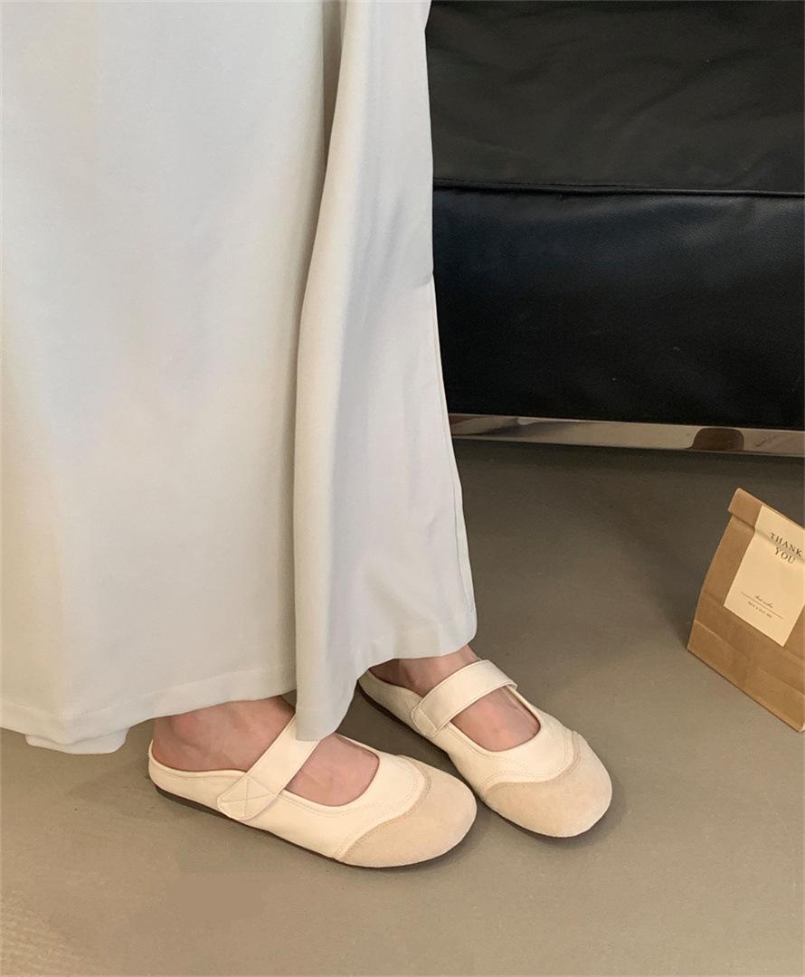 

Vintage Mary Jane shoes women s 2025 new flat-soled Velcro single shoes soft-soled comfortable Bobo shoes 39 абрикосовый