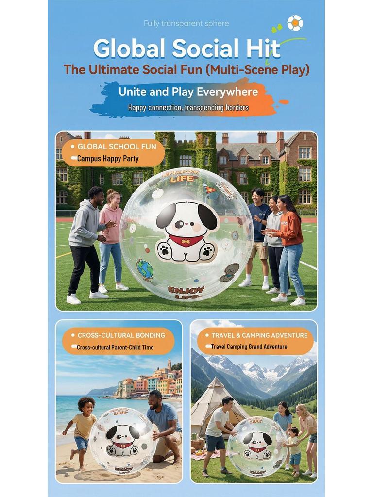 Inflatable Transparent Giant Football Beach Ball for Children and Parent-Child Interaction