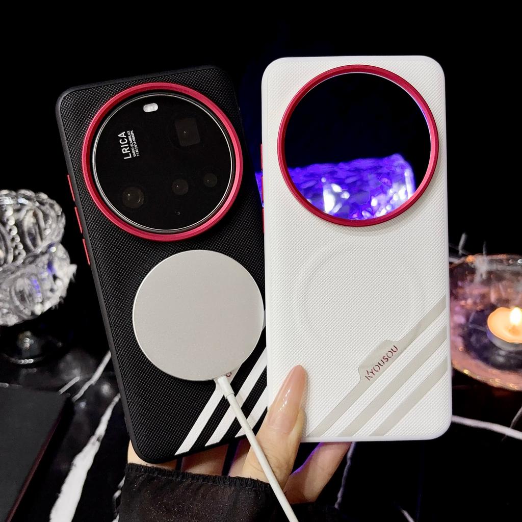 For Xiaomi 17 Ultra Case Magnetic Wireless Charging Matte Leather Texture Fashion Metal Lens Ring Shockproof Bumper Back Cover