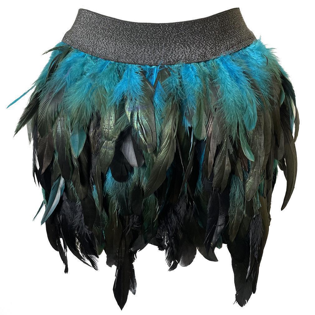 Hot Selling Festival Party Multicolor Feather Skirt Ball Gown