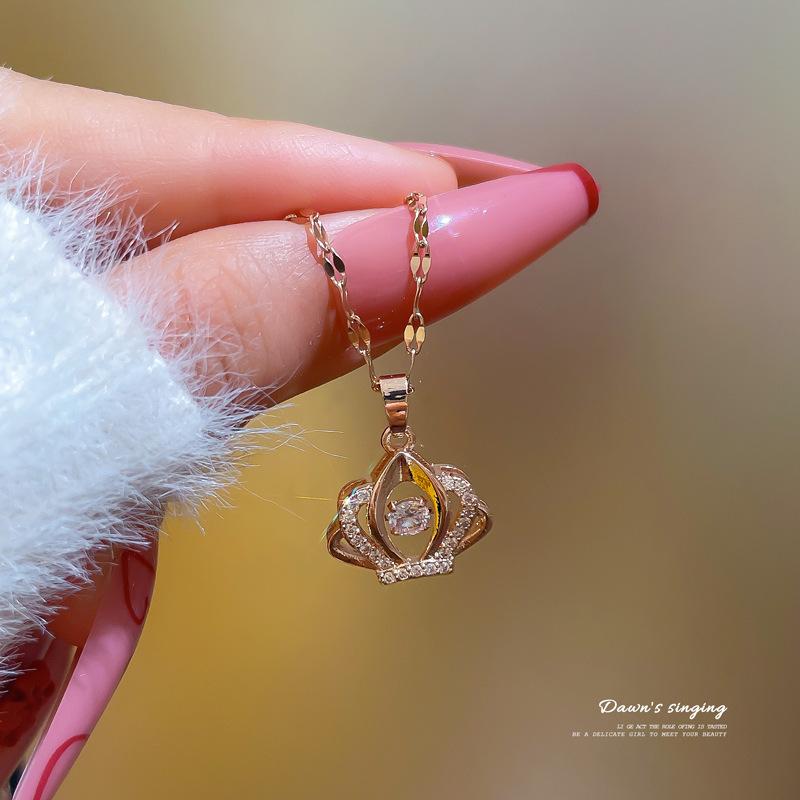 2021 New Trend Necklace Smart Crown Luxury Fashion Temperament Micro-Inlaid Collarbone Chain Accessories