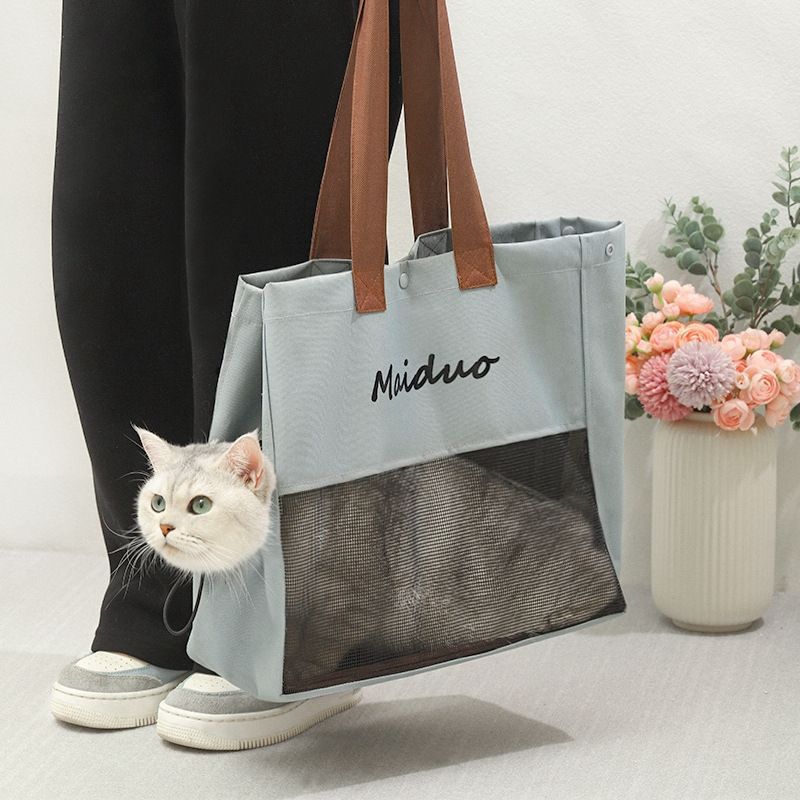Pet Cat Canvas Handbag Portable Cat Dog Cute Fun Carrier Bags Soft Pet Carriers Outgoing Travel Pets Handbag with Safety buckle