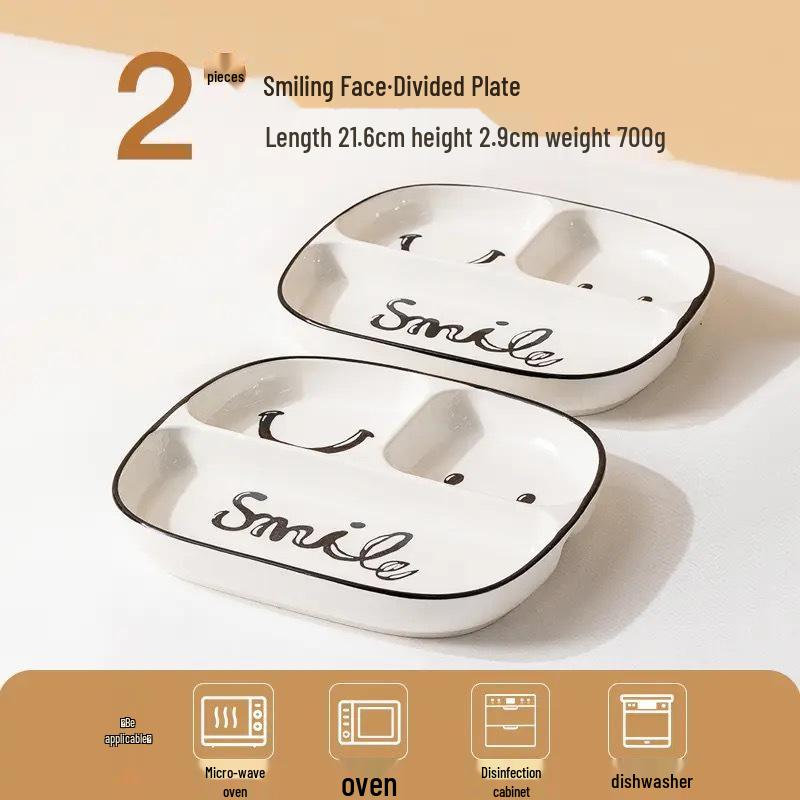 Children’s Ceramic Divided Plate for Portion Control - Creative, Household Breakfast Dish