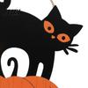 Rustic Farmhouse Wall Art Halloween Wooden Door Sign, Black Cat And Pumpkin Plaque, Boxwood Material Decor Hanging for Holiday Party Indoor Outdoor