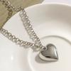 Vintage Big Peach Heart Pendant Adjustable Necklace Women's Simple Long Tassel Gold Metal Girl Jewelry