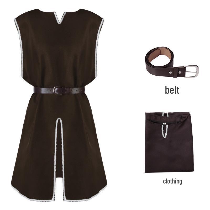 

Европейский и американский Хэллоуин Мужская средневековая свободная накидка-пуловер с круглым вырезом и поясом XXL