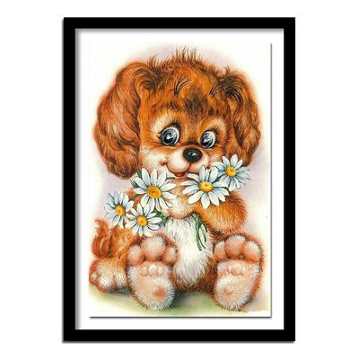 Stickerei Hund Icon 5D Diy Diamant Malerei Kreuzstich Bild Runde Strass Muster Blumen