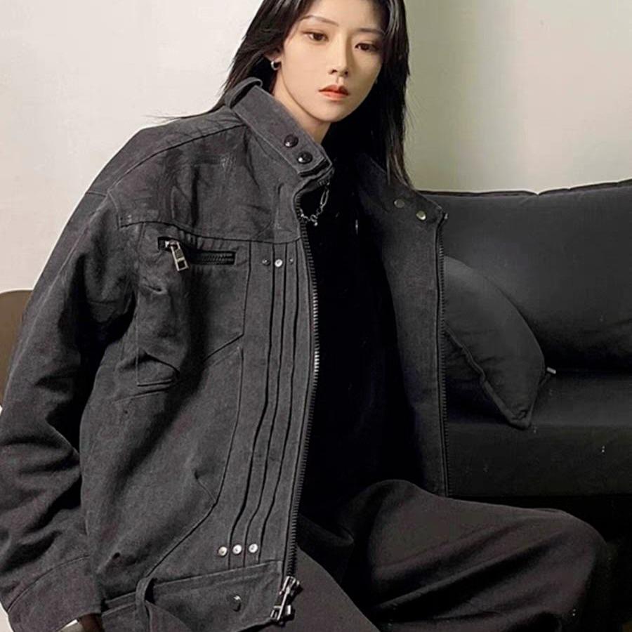 Women's High-Street Deconstructed Piqué Jacket - Handsome, Unique Spring/Autumn Design