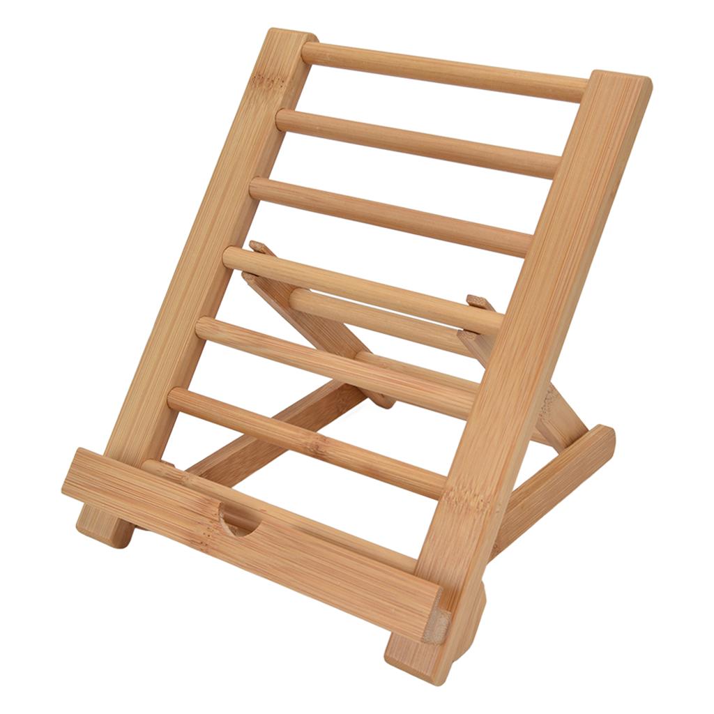 Tablet Stand Bamboo Folding Multi Angle Universal Desktop Tablet Holder for 4 to 13in Phone Book Music Score