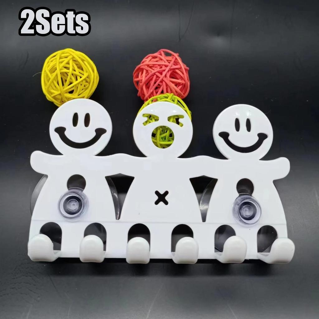 Suction Cup Cartoon Toothbrush Holder Cute Smiley Toothbrush Holder Plastic Small Character Toothbrush Hanging Toothbrush Holder