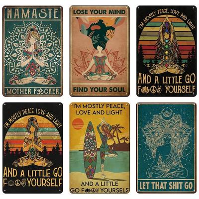 Yoga Girl Metal Sign Zen Posters Yoga Lovers Vintage Decor Metal Plate for Meditation Living Room Home Decoration Wall Decor