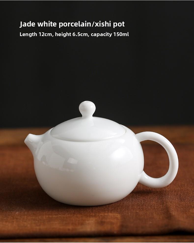 White Porcelain Tea Pot Yulan Gongfu Tea Set Think Tank Office Use Large Size Tea Kettle for Busin And Home Use