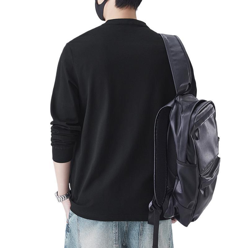 New Spring and Summer Heavy Henry Neck Long-sleeved T-shirt Classic Base Shirt Hong Kong Style Casual