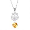 S925 Sterling Silver Horse Pendant Necklace Natural Crystal/Garnet Brushed Process Jewelry for Women
